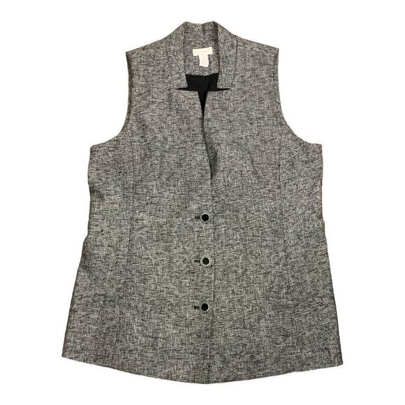 Chicos Metallic Silver Grey Three-Button Vest Size Med  8 - Picture 1 of 10